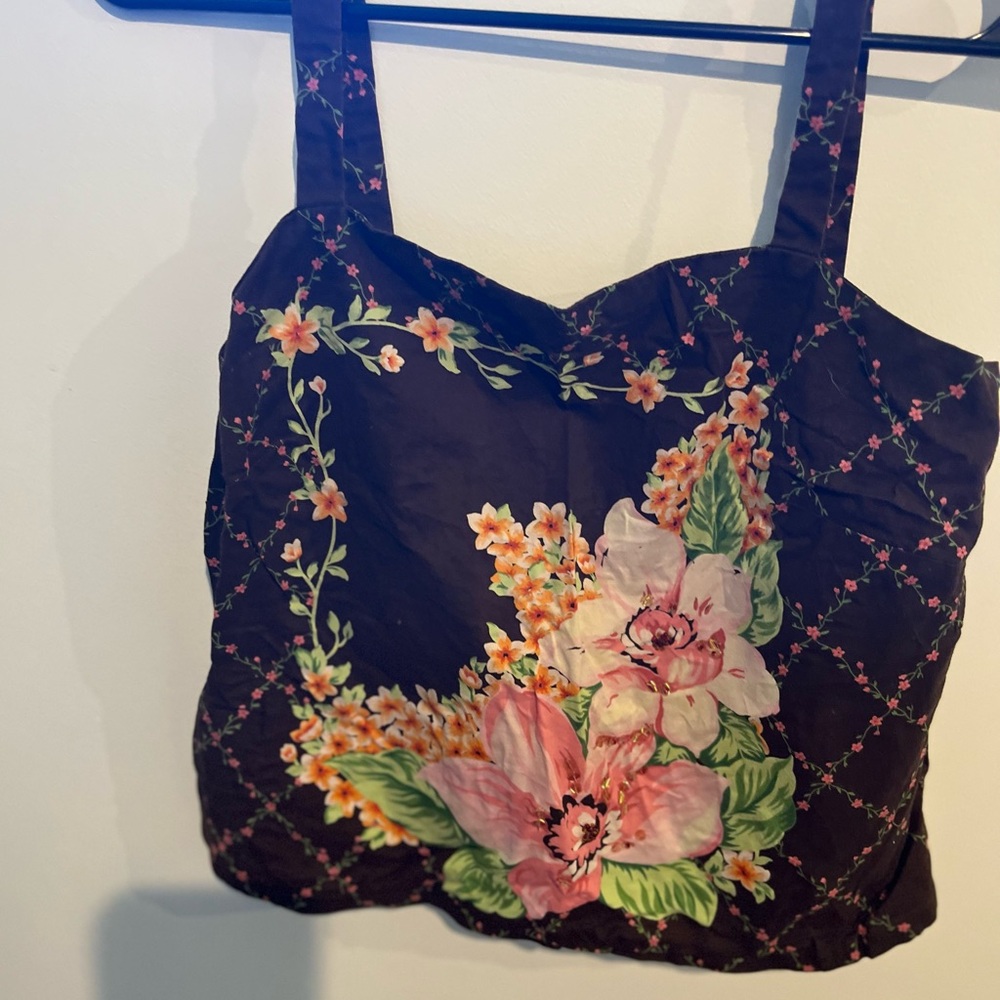 Gap Floral Patterned Brown Tank Top